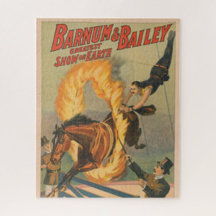 Circus Horse Leaping Through A Flaming Hoop Jigsaw Puzzle