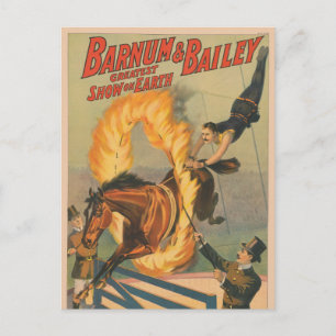 Circus Horse Leaping Through A Flaming Hoop Postcard