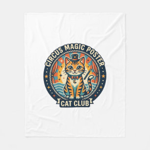 Circus Magic Poster Cat Cute Kitty Design - Circus Fleece Blanket