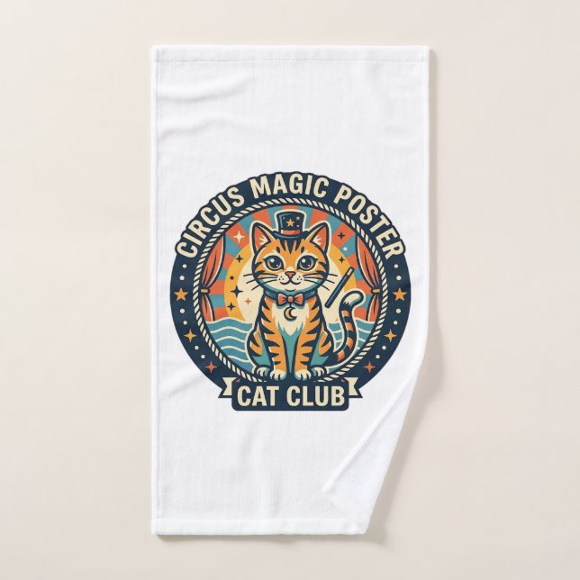 Circus Magic Poster Cat Cute Kitty Design - Circus Hand Towel (Hand Towel)