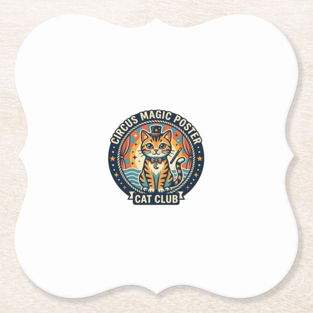 Circus Magic Poster Cat Cute Kitty Design - Circus Paper Coaster (Front)