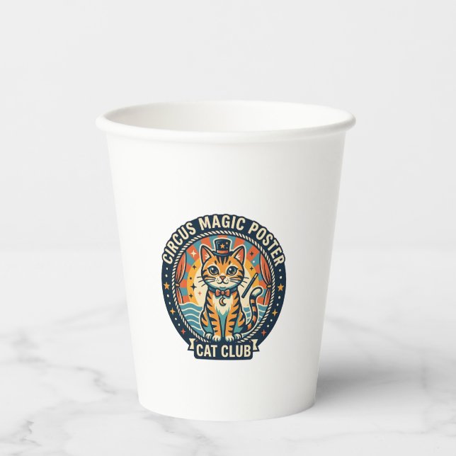 Circus Magic Poster Cat Cute Kitty Design - Circus Paper Cups (Front)