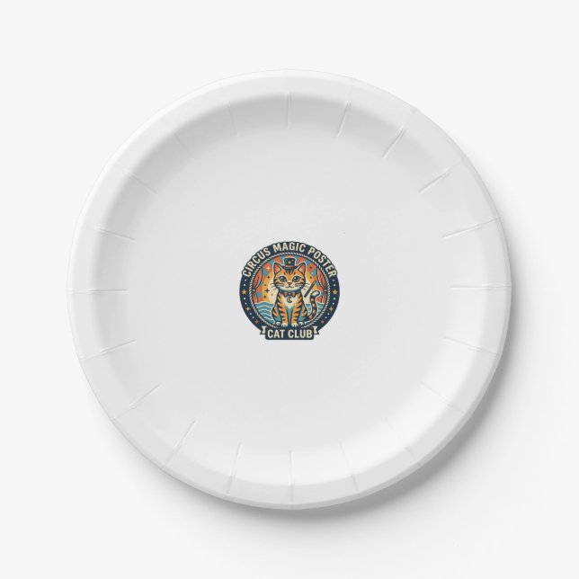 Circus Magic Poster Cat Cute Kitty Design - Circus Paper Plate (Front)