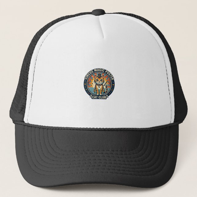 Circus Magic Poster Cat Cute Kitty Design - Circus Trucker Hat (Front)