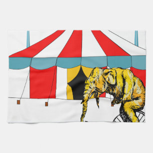 Circus Memorabilia In Memory of Circus Elephants Tea Towel