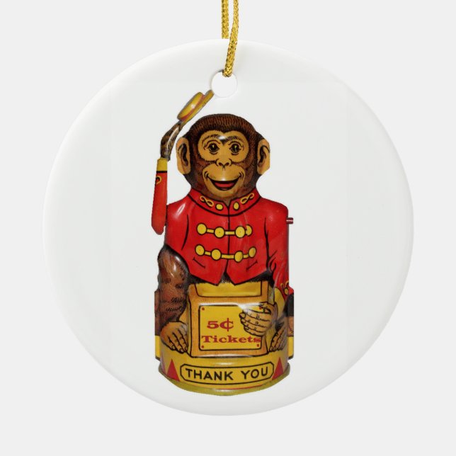 Circus Monkey Ceramic Tree Decoration (Front)