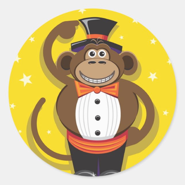 Circus Monkey Classic Round Sticker (Front)