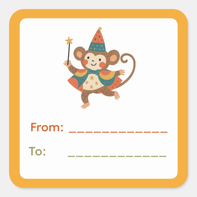 Circus Monkey Gift Label (Front)