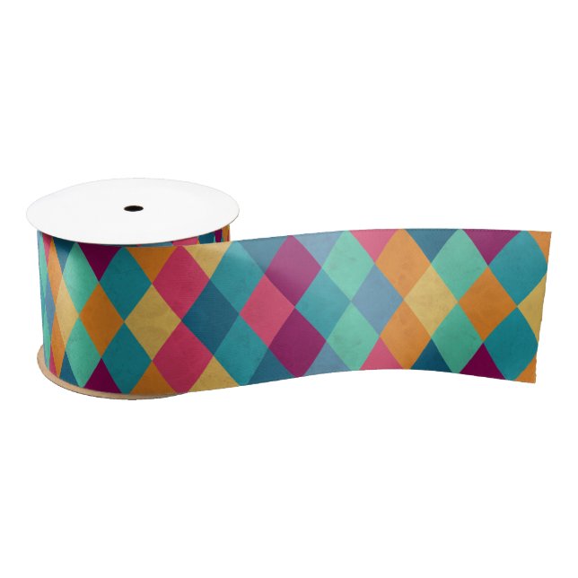 Circus Multicolor Rhombuses Satin Ribbon (Spool)
