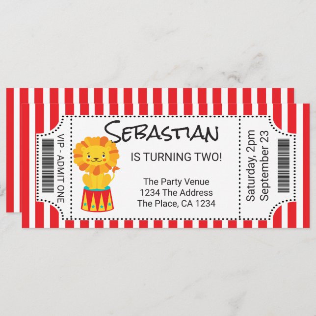 Circus Novelty Ticket Personalised Invitation (Front/Back)