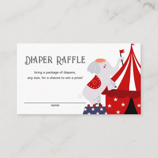Circus or Carnival Baby Shower Diaper Raffle Enclosure Card (Front)