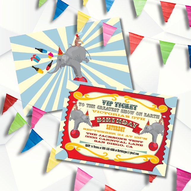 Circus or Carnival Ticket Birthday Invitation (Creator Uploaded)