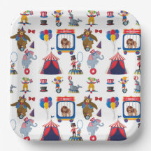 Circus Paper Plates, Carnival Party Supplies