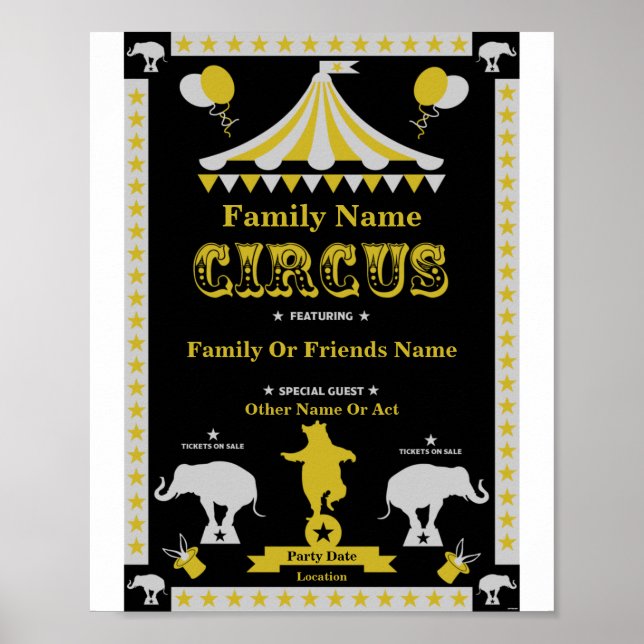 Circus Party Posters And Cards (Front)