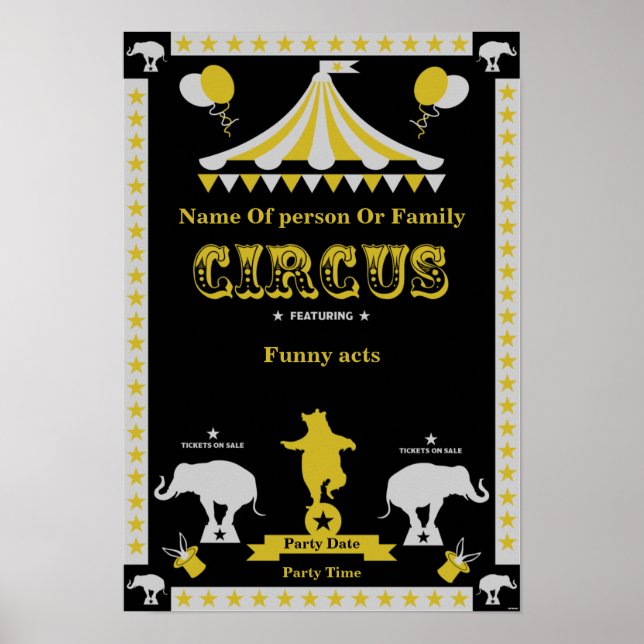 Circus Party Posters And Cards (Front)