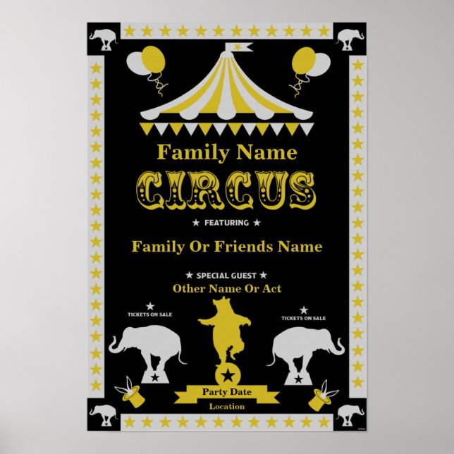 Circus Party Posters And Cards (Front)