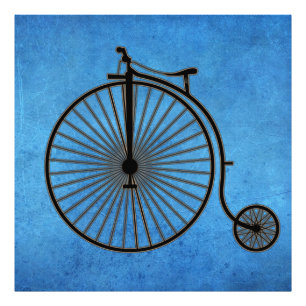 Circus Penny Farthing Bike on Blue Parchment    Photo Print