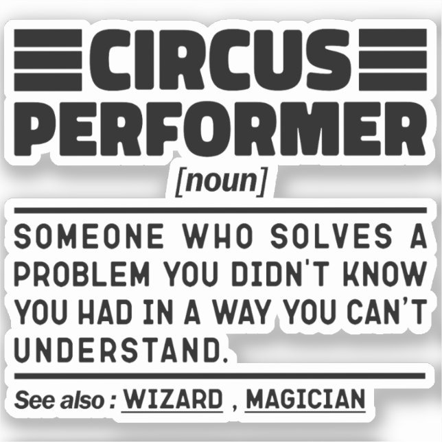 Circus Performer Noun Definition Funny Show Lover (Front)
