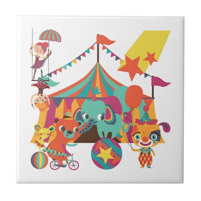 Circus Performers Ceramic Tile (Front)