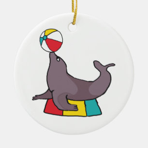 Circus Performing Seal Ceramic Ornament