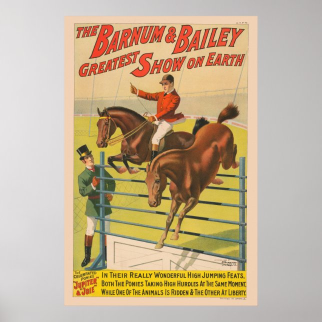 Circus Poster Of 2 Ponies Jumping Over An Obstacle (Front)
