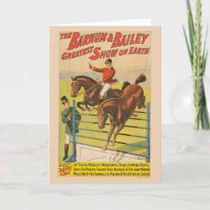 Circus Poster Of 2 Ponies Jumping Over An Obstacle Card