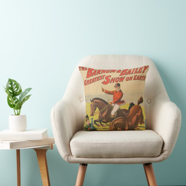 Circus Poster Of 2 Ponies Jumping Over An Obstacle Cushion (Chair)