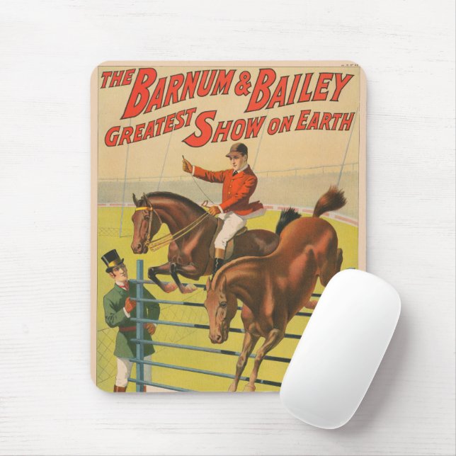 Circus Poster Of 2 Ponies Jumping Over An Obstacle Mouse Pad (With Mouse)