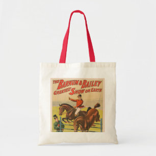 Circus Poster Of 2 Ponies Jumping Over An Obstacle Tote Bag