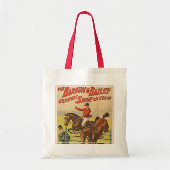 Circus Poster Of 2 Ponies Jumping Over An Obstacle Tote Bag (Front)