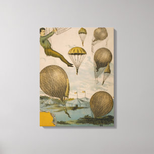 Circus Poster Of An Aerial Balloon Performance Canvas Print