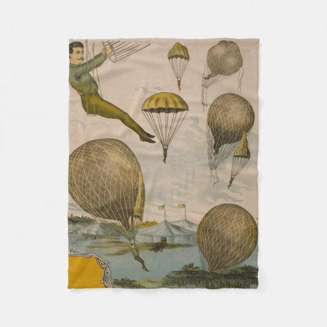 Circus Poster Of An Aerial Balloon Performance Fleece Blanket (Front)