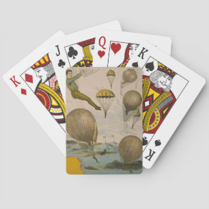 Circus Poster Of An Aerial Balloon Performance Playing Cards