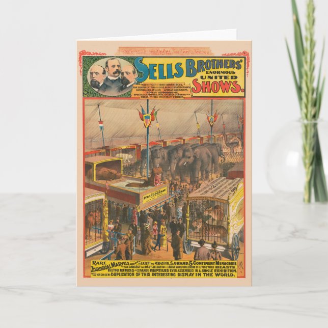 Circus Poster Of Animals On Exhibit In A Tent Card (Front)