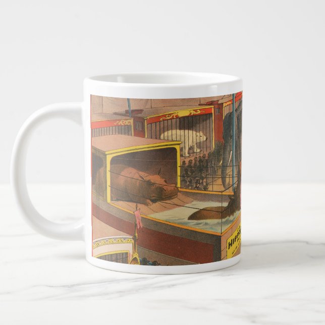 Circus Poster Of Animals On Exhibit In A Tent Large Coffee Mug (Left)