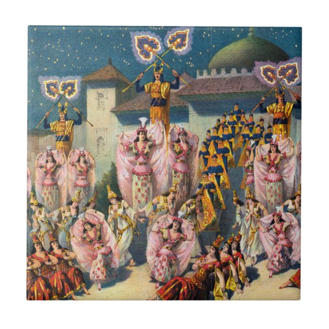 Circus Poster Of Dancers Before The Moorish King Ceramic Tile (Front)