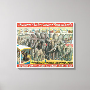 Circus Poster Of Elephants And Animals In Cages Canvas Print