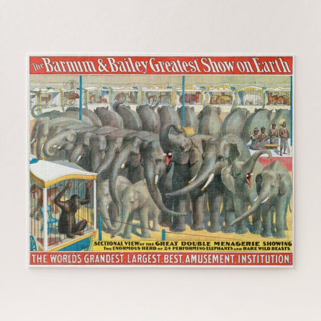 Circus Poster Of Elephants And Animals In Cages Jigsaw Puzzle (Horizontal)
