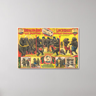 Circus Poster Of Elephants Performing Canvas Print