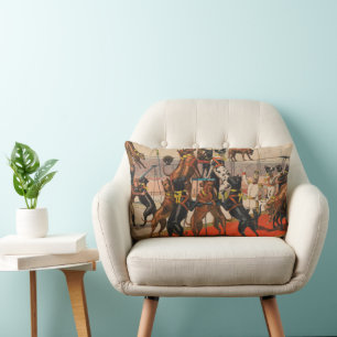 Circus Poster Of Great Danes With Trainer Lumbar Cushion