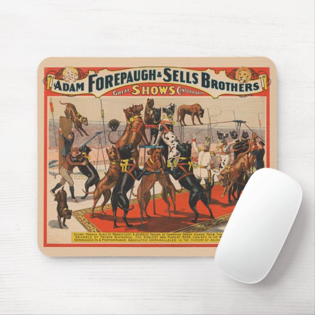Circus Poster Of Great Danes With Trainer Mouse Pad (With Mouse)