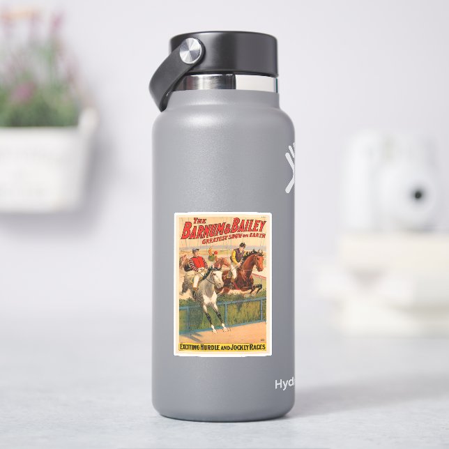 Circus Poster Of Jockeys On Horses Jumping A Hedge (HydroFlask)
