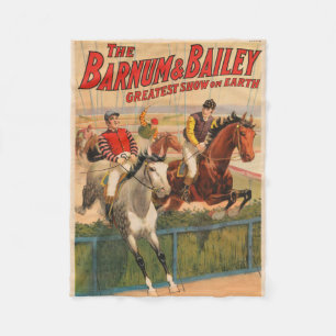 Circus Poster Of Jockeys On Horses Jumping A Hedge Fleece Blanket