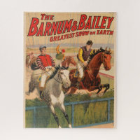 Circus Poster Of Jockeys On Horses Jumping A Hedge