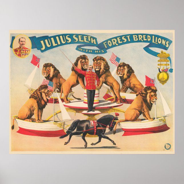 Circus Poster Of Julius Seeth With His Lions (Front)