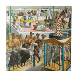 Circus Poster Of People Of Different Nationalities Ceramic Tile