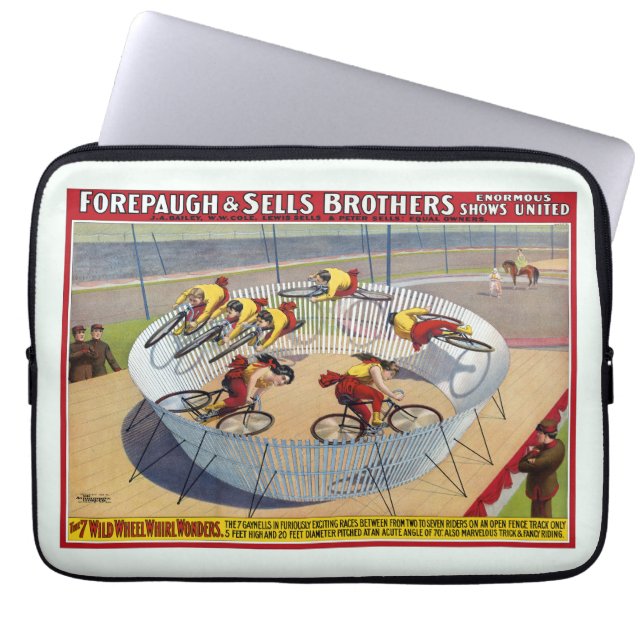Circus Poster Of The Seven Gaynells Riding Bikes Laptop Sleeve (Front)