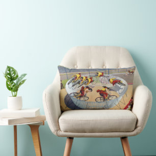 Circus Poster Of The Seven Gaynells Riding Bikes Lumbar Cushion