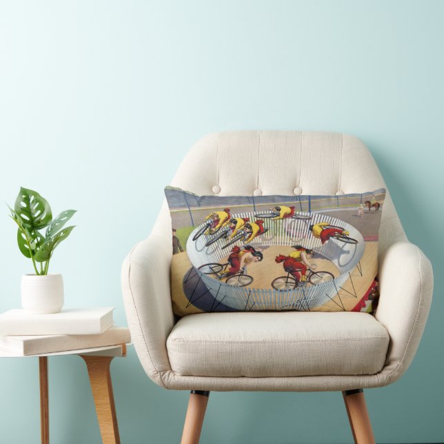 Circus Poster Of The Seven Gaynells Riding Bikes Lumbar Cushion (Chair)