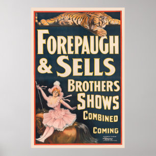 Circus Poster Of Tiger And Woman On Horseback